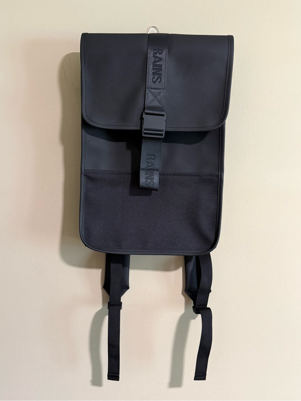 RAINS Trail Backpack Mini Black Waterproof Unisex Laptop Bag